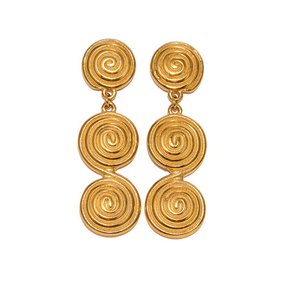 18K Gold Ocean Swirl Drop Dangle Earrings