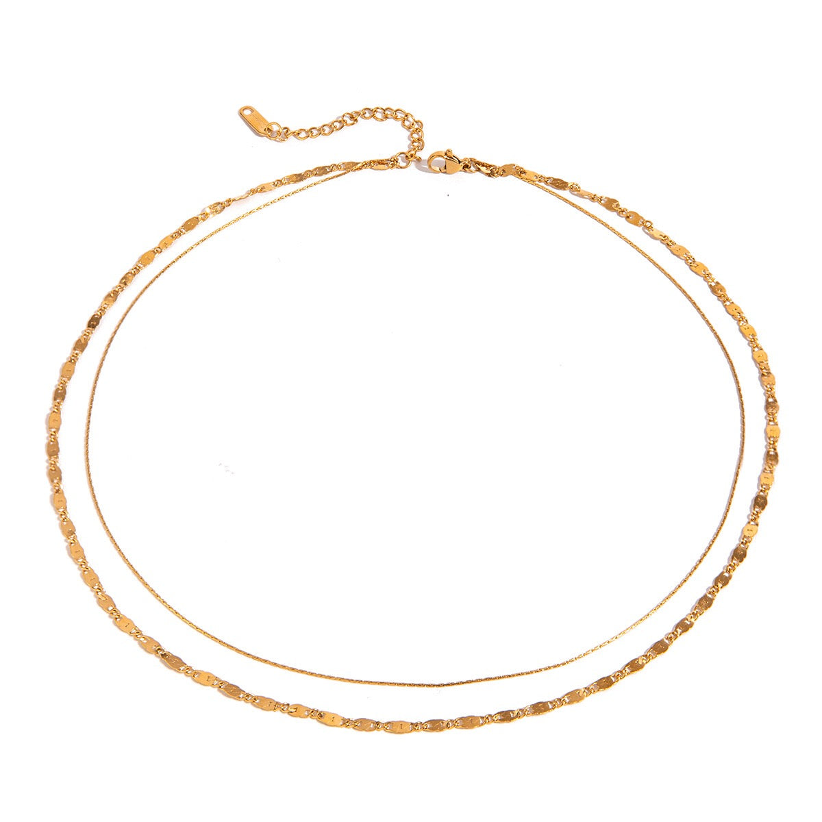 18K Gold Afterglow Dainty Double Chain Layered Necklace