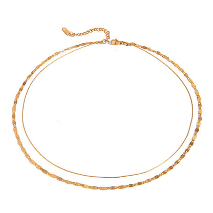 18K Gold Afterglow Dainty Double Chain Layered Necklace