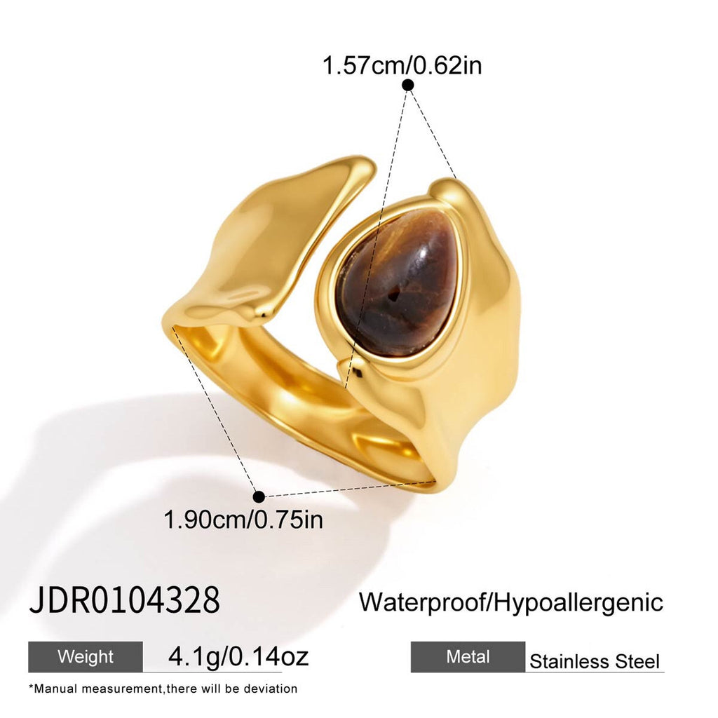 18K Gold Untamed Tiger Eye Statement Band Ring