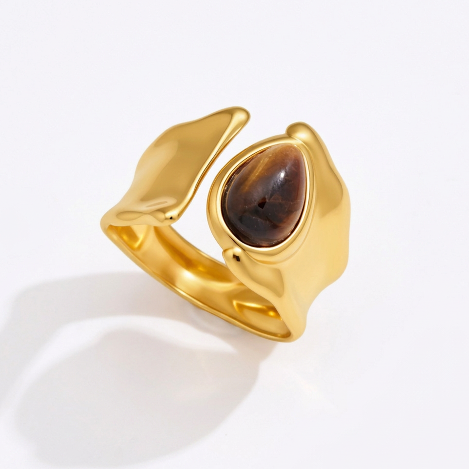 18K Gold Untamed Tiger Eye Statement Band Ring