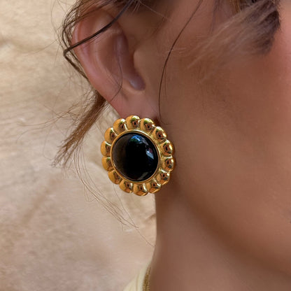 18K Gold Retro Color Statement Stud Earrings