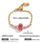 18K Gold Daydream Pink Butterfly Color Stones Adjustable Chain Ring