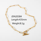 18K Gold Trendy Paperclip Toggle Chain Choker Necklace