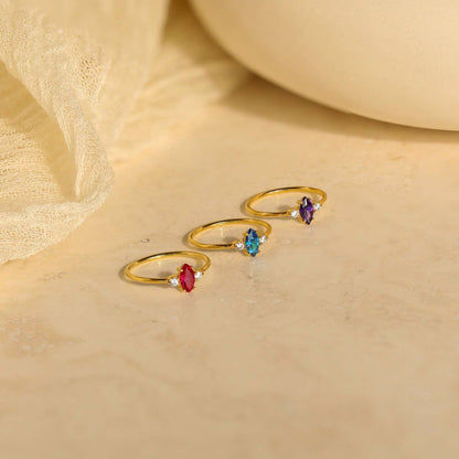 18K Gold Minimalist Birthstone Ring