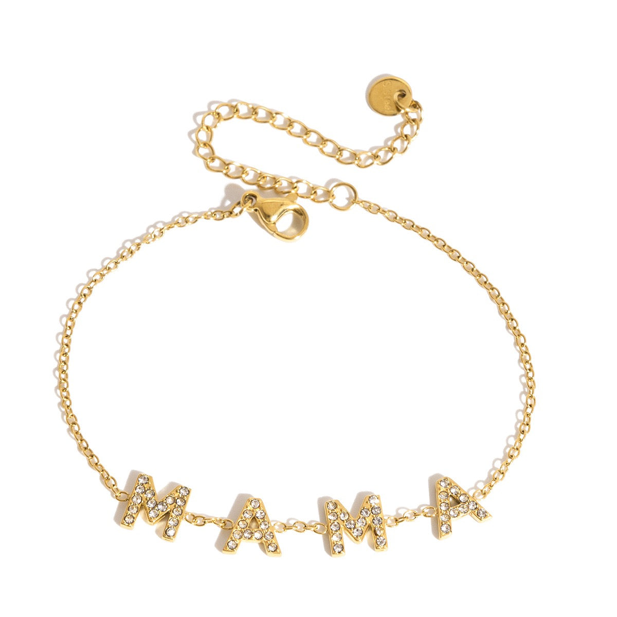 18K Gold MAMA Minimalist Glam Dainty Chain Bracelet