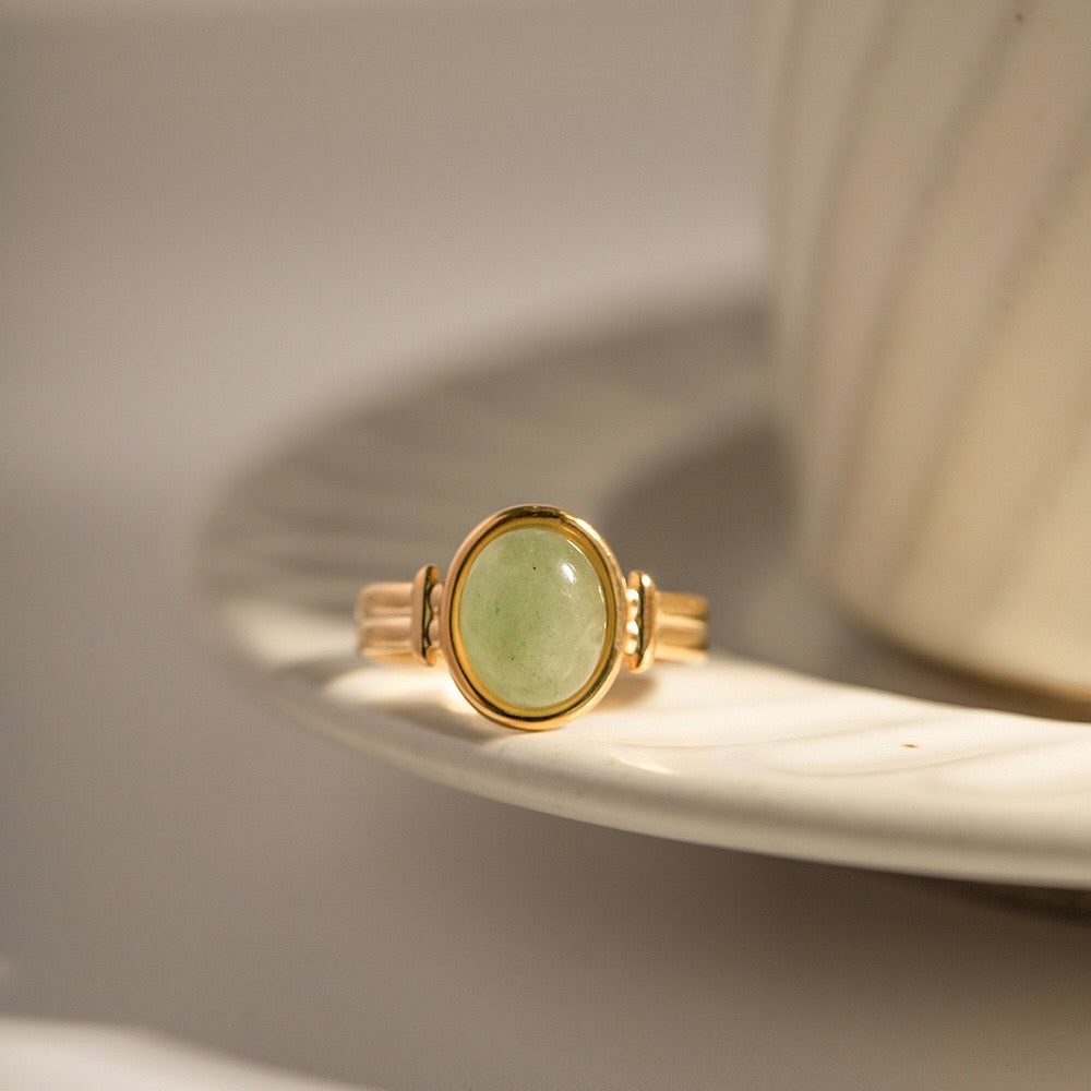 18K Gold Color Gemstone Statement Ring