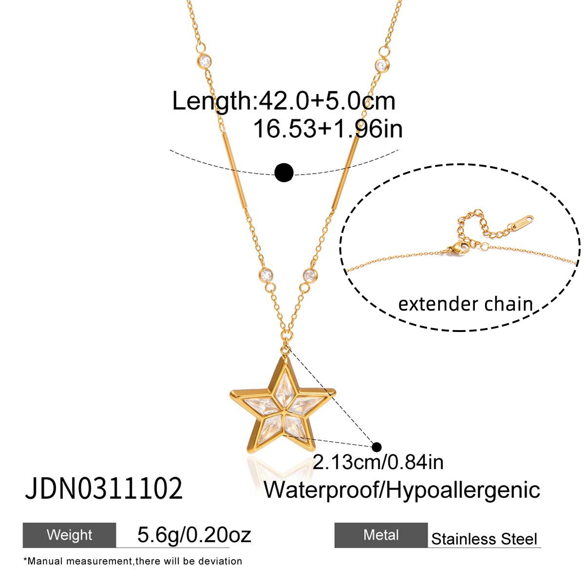 18K Gold Stellar Heart Pendant Tennis Chain Layered Necklace Set