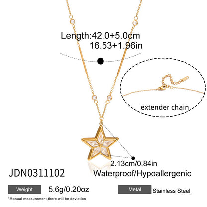 18K Gold Stellar Heart Pendant Tennis Chain Layered Necklace Set