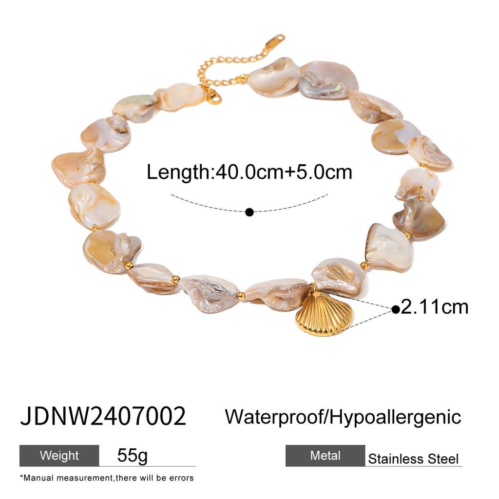 18K Gold Chunky Summer Seashell Statement Choker Necklace