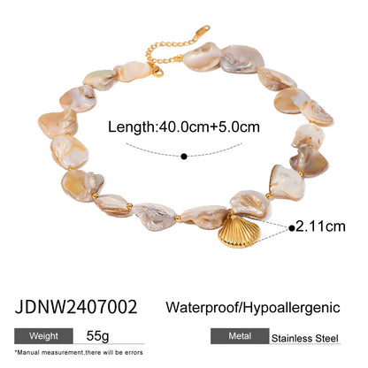 18K Gold Chunky Summer Seashell Statement Choker Necklace