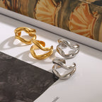 18K Gold Unique Huggie Ear Cuffs