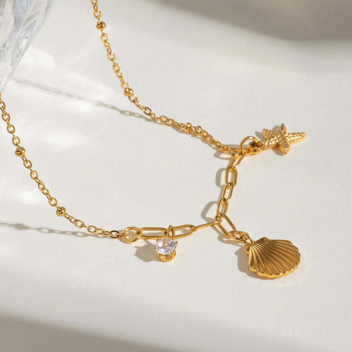 18K Gold Beach Vibe Charm Necklace