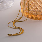 18K Gold Herringbone Snake Chain Layered Necklace