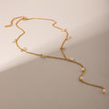 18K Gold Pearl Chain Lariat Necklace