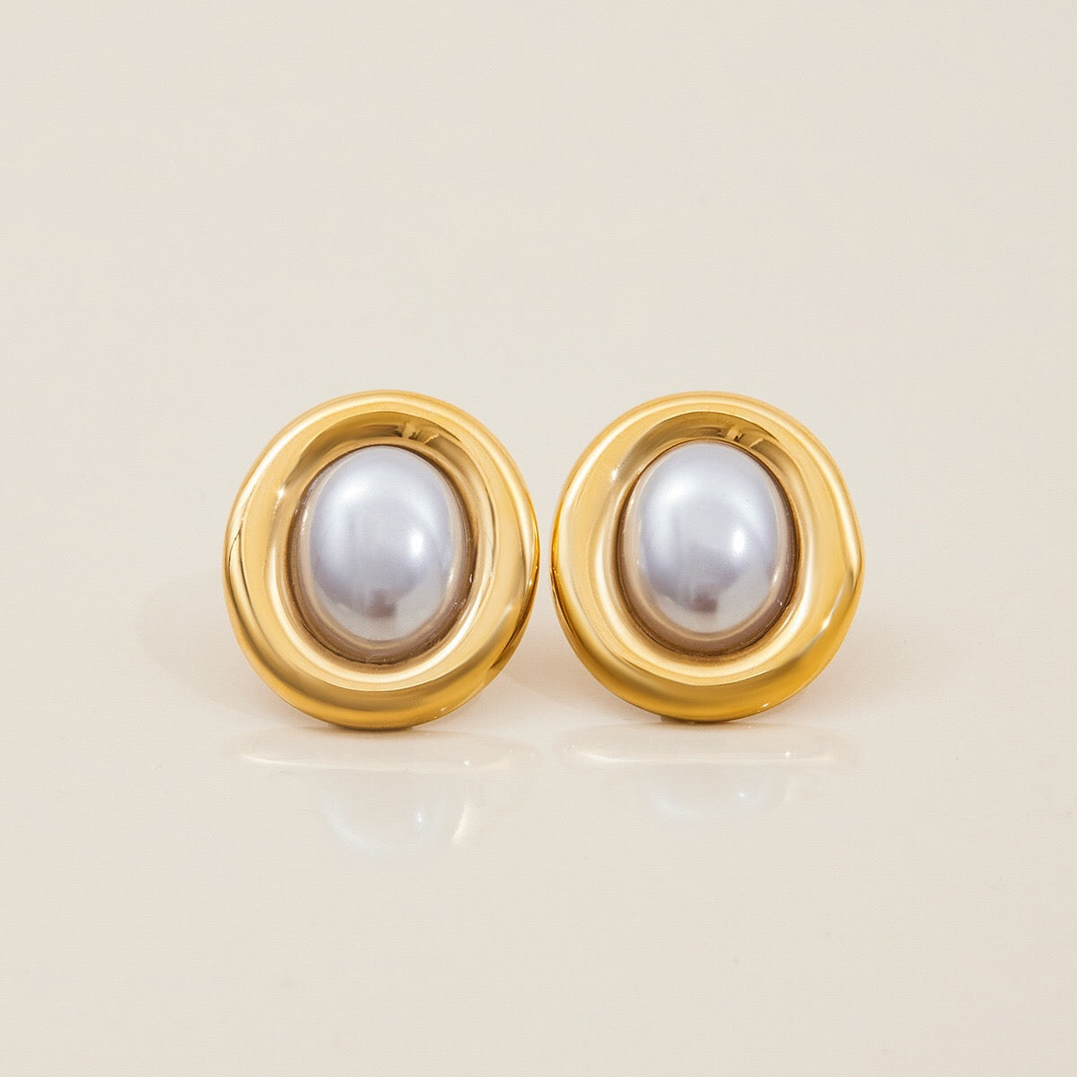 18K Gold Couture Pearl Statement Stud Earrings