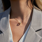 18K Gold Luminous Dainty Pendant Beaded Chain Necklace
