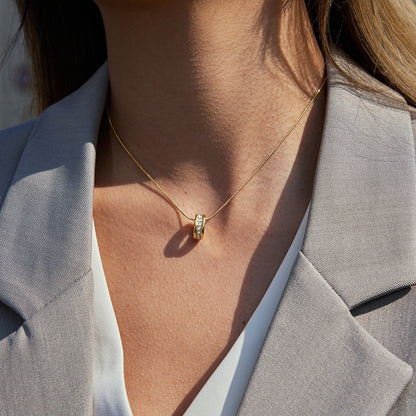 18K Gold Luminous Dainty Pendant Beaded Chain Necklace