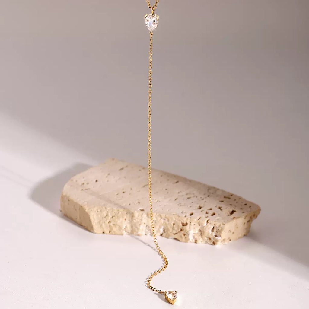 18K Gold Minimalist Lariat Necklace
