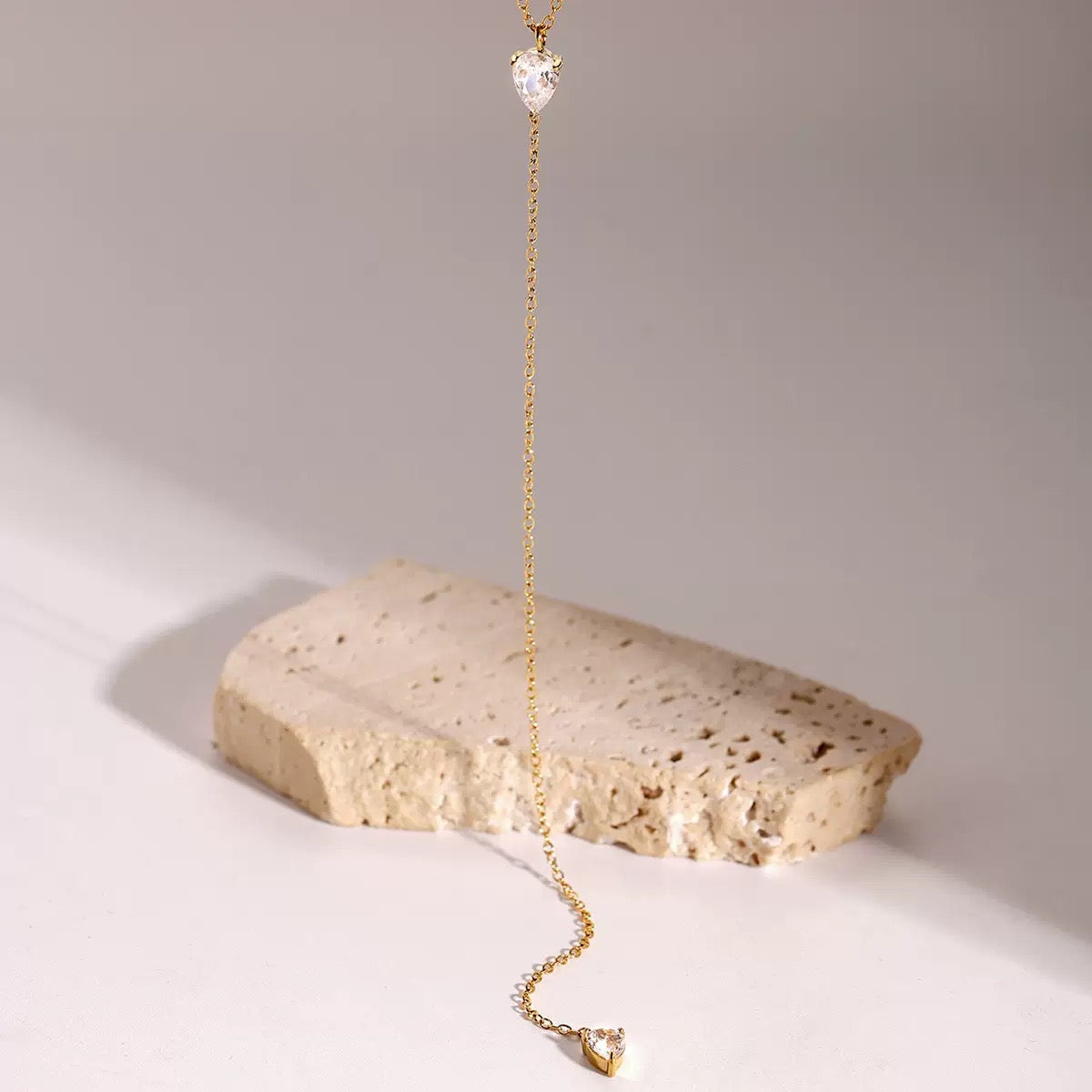 18K Gold Minimalist Lariat Necklace