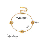 18K Gold Beaded Flower Chain Collar Necklace