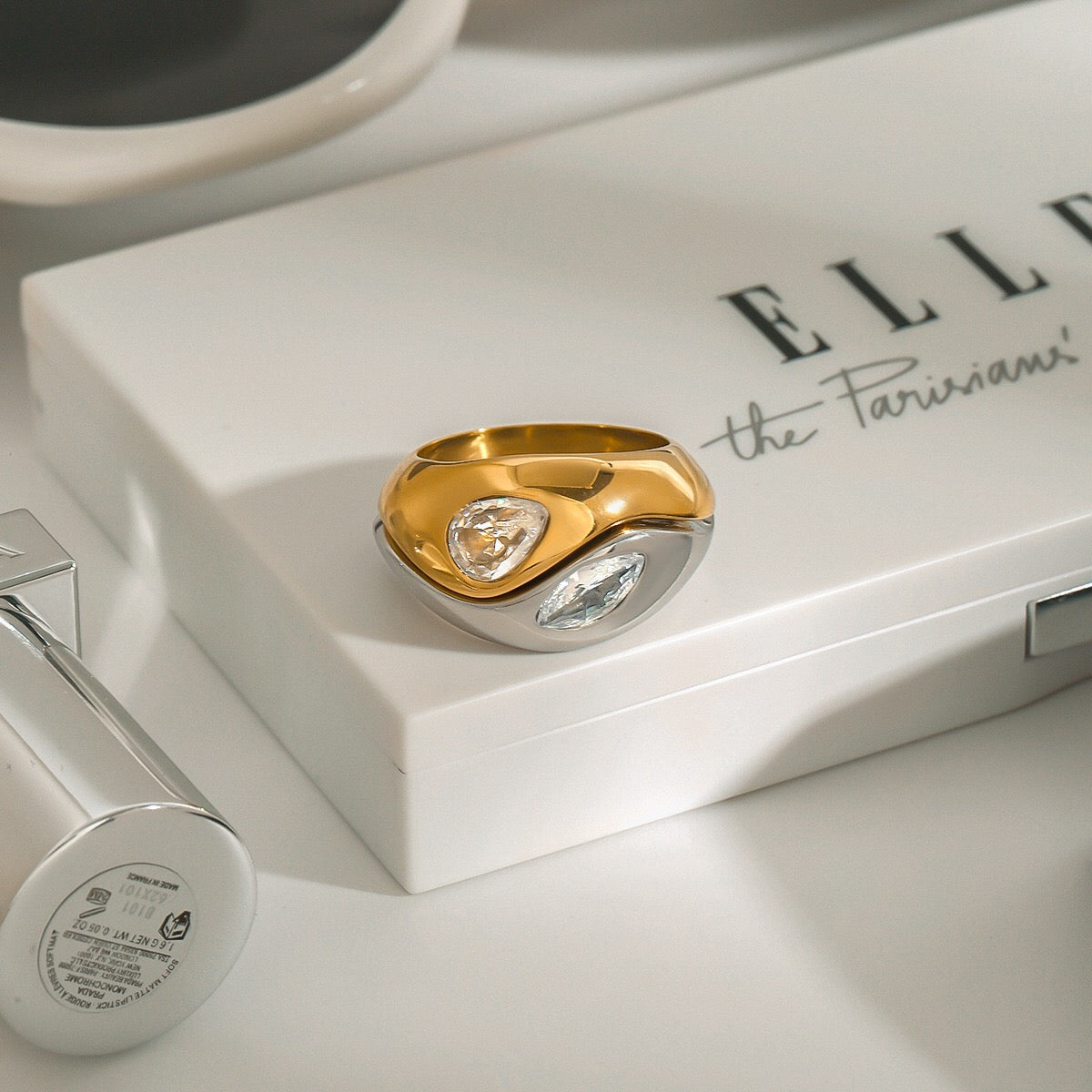 18K Gold and Silver Two Tone Intertwined Statement Ring