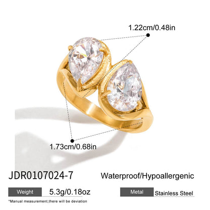 18K Gold Diamond Royale Statement CZ Cocktail Ring