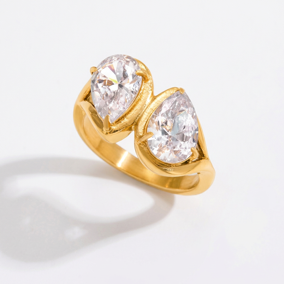 18K Gold Diamond Royale Statement CZ Cocktail Ring