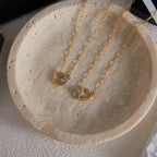 18K Gold and Silver Two Tone Linked Heart Charm Necklace