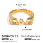 18K Gold MOM DAD BRO Letter Stacking Ring