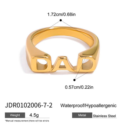 18K Gold MOM DAD BRO Letter Stacking Ring