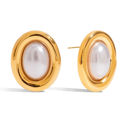 18K Gold Couture Pearl Statement Stud Earrings