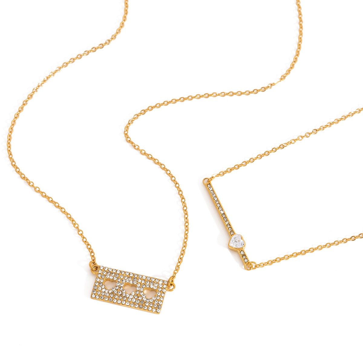 18K Gold Fully Iced Pave Heart Plate Pendant Necklace