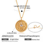 18K Gold Heart in Hand Pink Heart Hamsa Best Friend Coin Pendant Necklace
