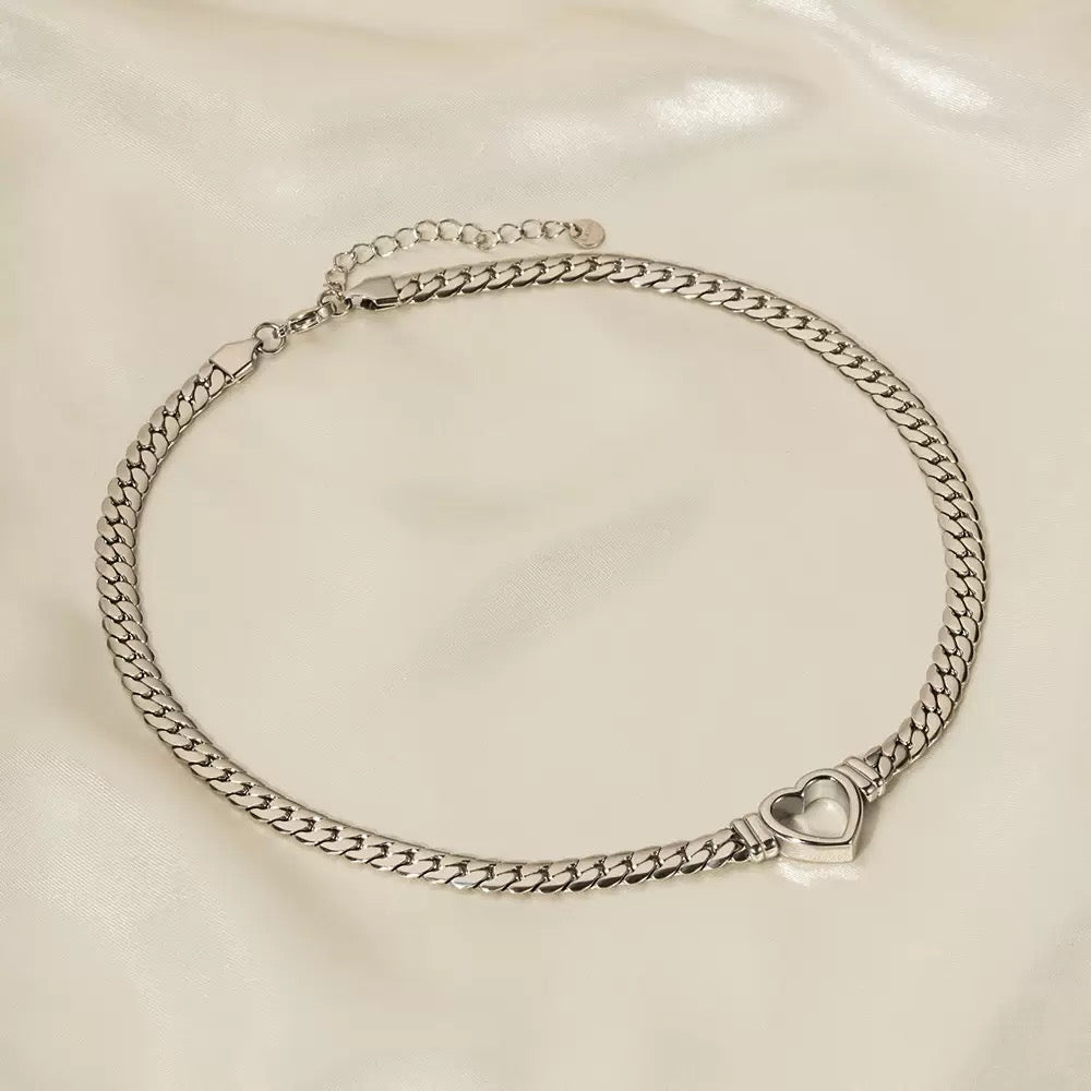 14K Gold Cuban Link Heart Necklace