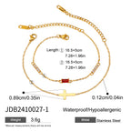 18K Gold Cross Birthstone Bracelets Set