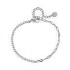 18K Gold and Silver Subtle Spark Paperclip Dainty Tennis Chain Bracelet
