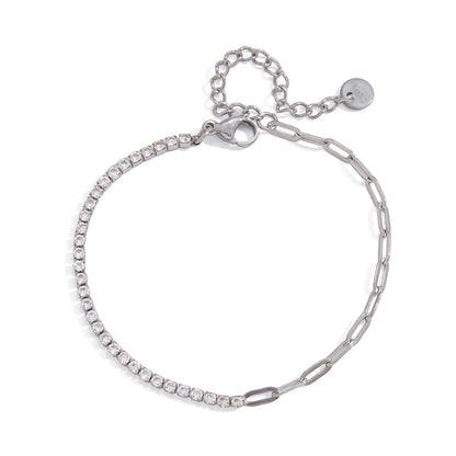 18K Gold and Silver Subtle Spark Paperclip Dainty Tennis Chain Bracelet