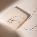 18K Gold Lucky Strike Horseshoe Chunky Statement Pendant Necklace