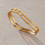 18K Gold Golden Ripple Statement Bangle Bracelet