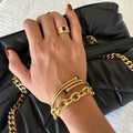 18K Gold Alpha Textured Statement Cable Chain Bracelet