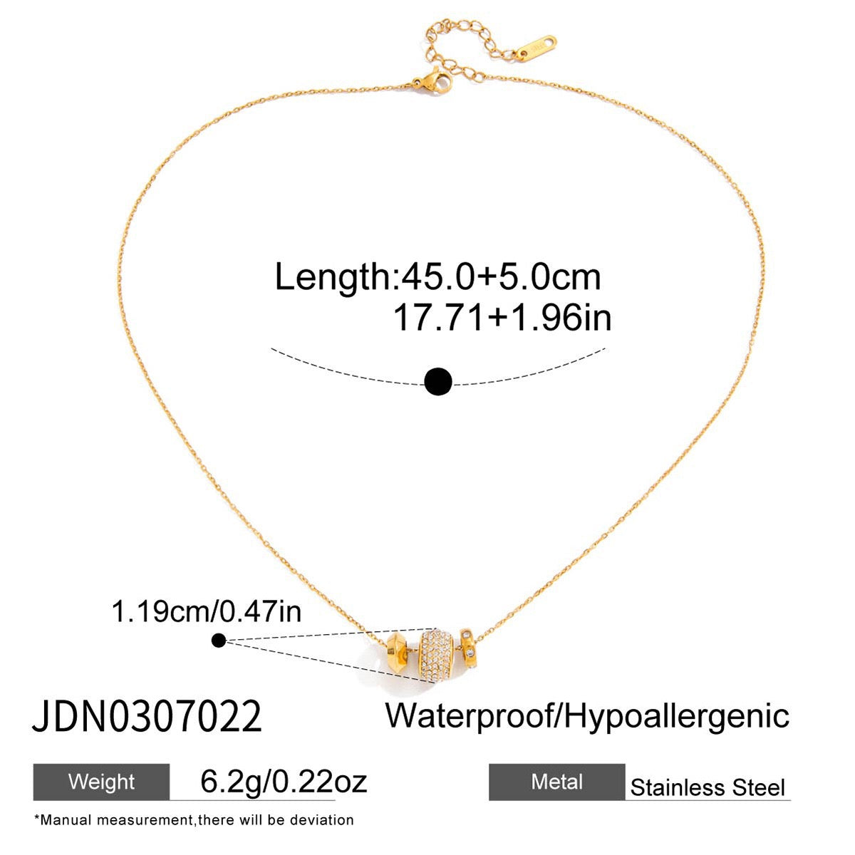 18K Gold Glitter Babe Dainty Ring Long Pendant Necklace