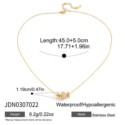 18K Gold Glitter Babe Dainty Ring Long Pendant Necklace