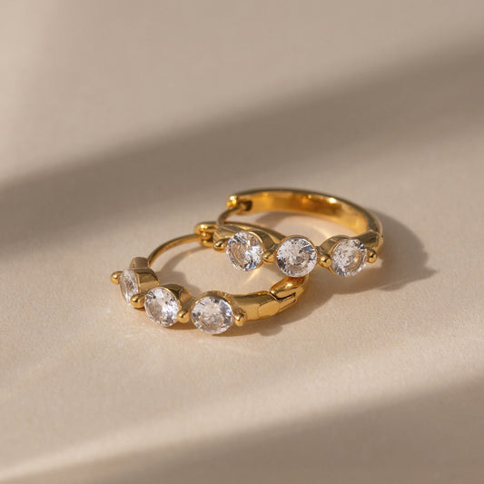 18K Gold Gleam Small Hoop Huggie Earrings