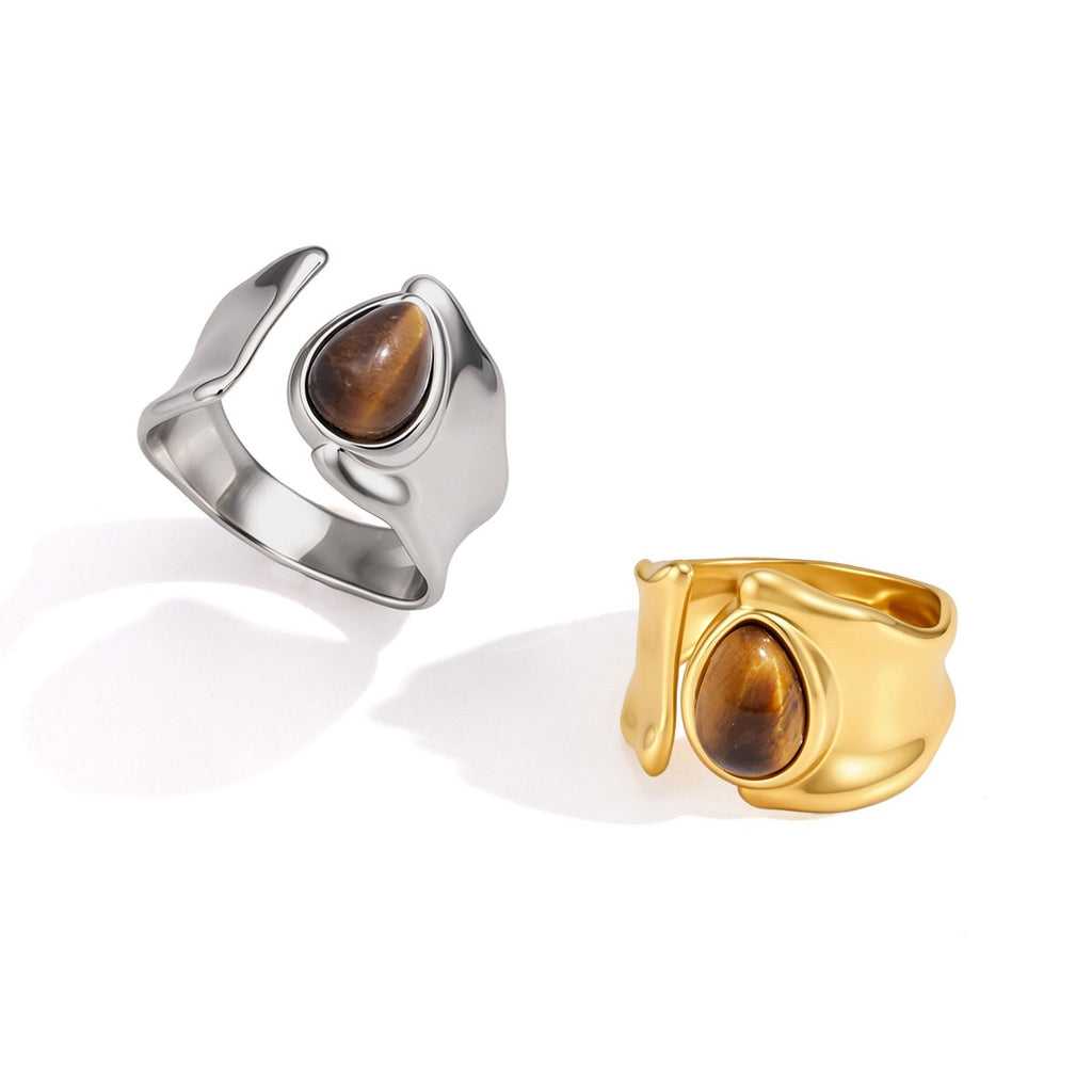 18K Gold Untamed Tiger Eye Statement Band Ring