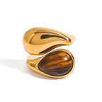 18K Gold Modern Royalty Gemstone Pearl Statement Ring