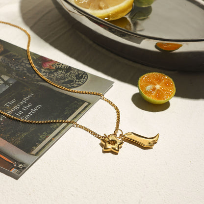 18K Gold Star Cowboy Boots Charm Pendant Necklace