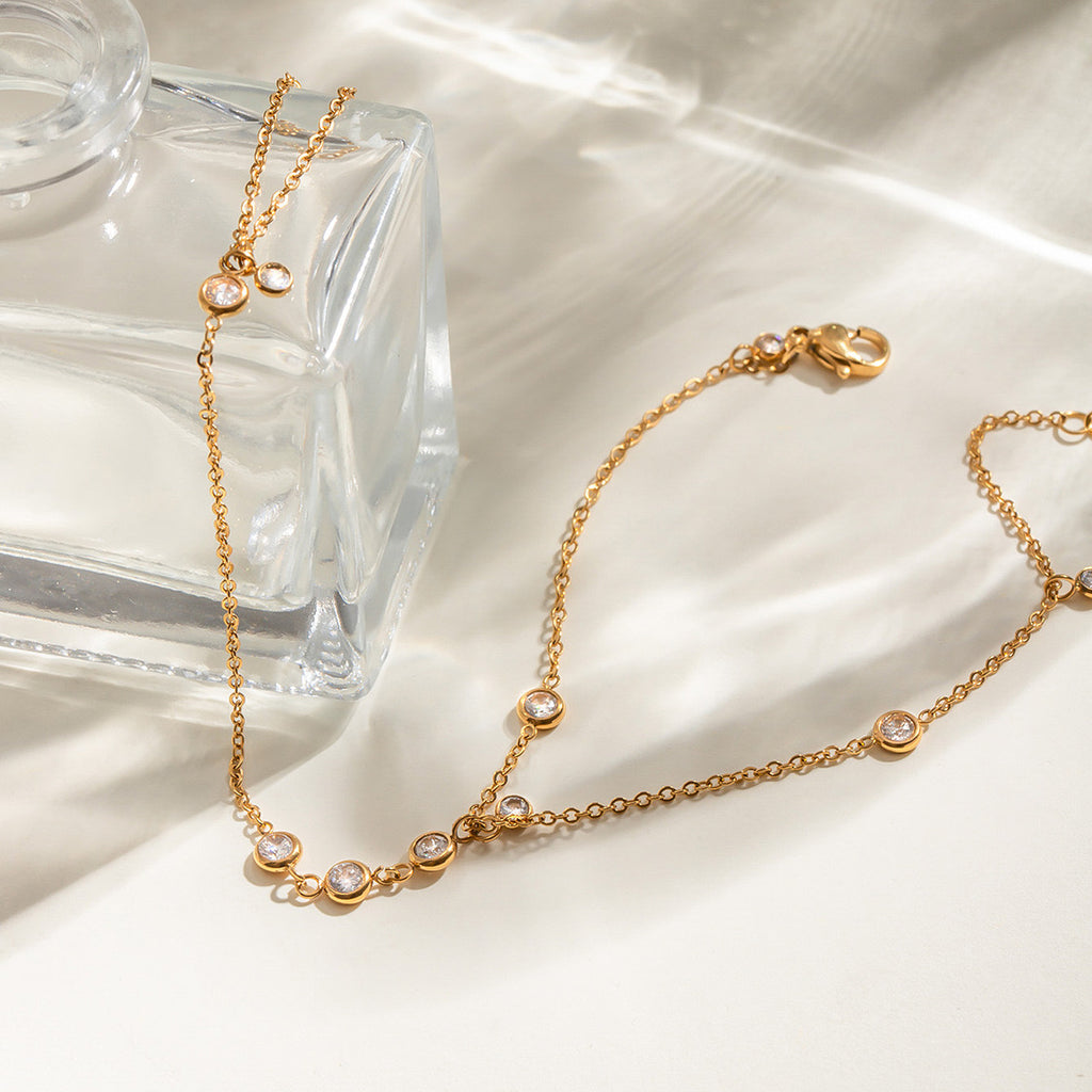 18K Gold Waterproof Trendy Bejeweled Hand Chain Bracelet