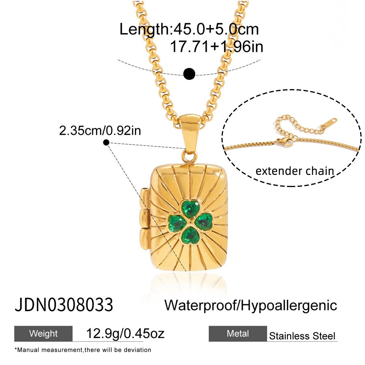 18K Gold Keepsake Heart Book Locket Pendant Box Chain Necklace