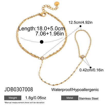 18K Gold Simple Bling Dainty Hand Chain Bracelet